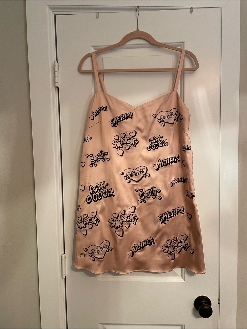 Rachel Antonoff Blush Pink Comic Print Slip Dress